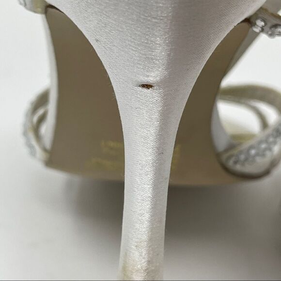 Cause & Effect Sandals Satin Rhinestones Bridal Wedding Strappy Women's 7 - Picture 8 of 10